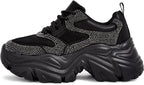 Women's White Platform Chunky Sneakers, Memory Foam Insole
