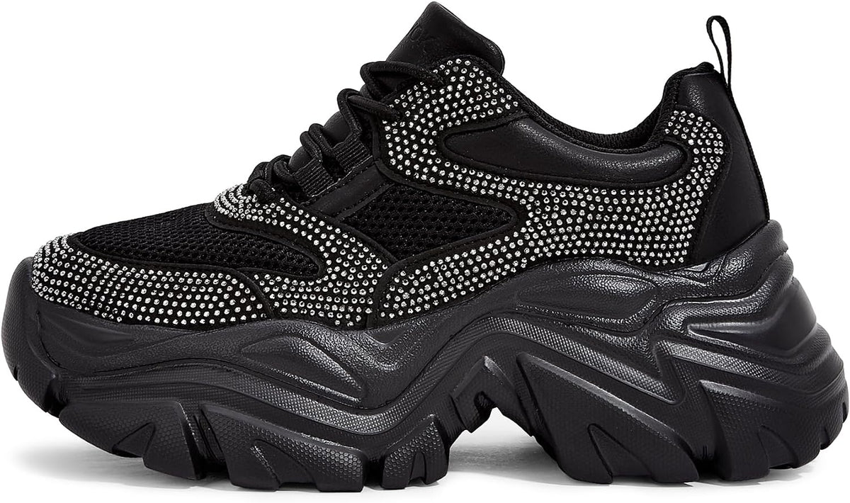 Women's White Platform Chunky Sneakers, Memory Foam Insole