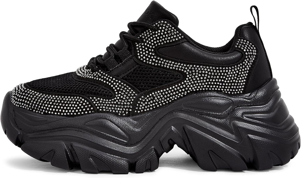 Women's White Platform Chunky Sneakers, Memory Foam Insole
