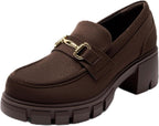 Women's Platform Chunky Loafers with Horse-Bit Detail