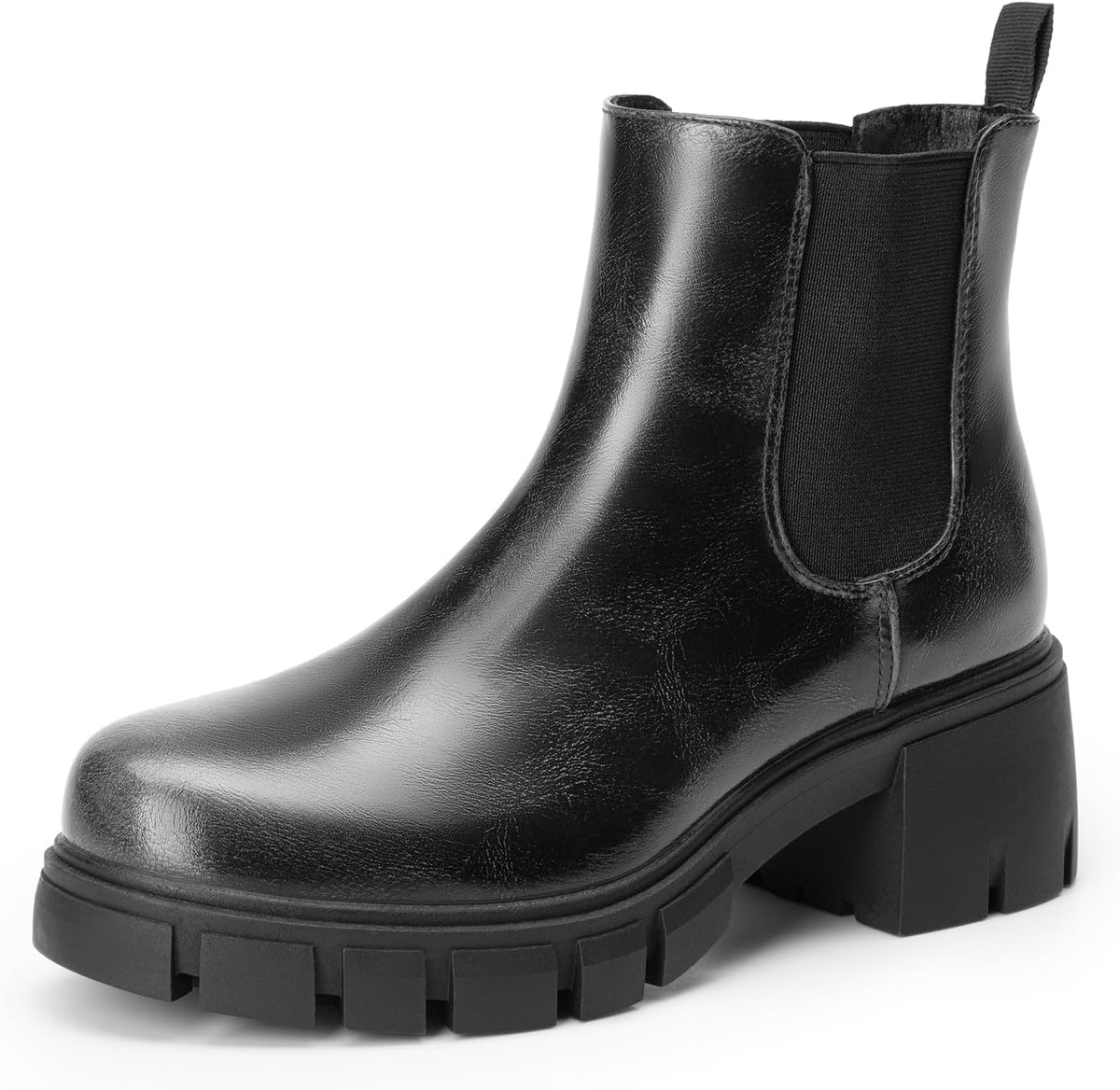 Women's Chunky Heel Chelsea Ankle Boots with Elastic Gore