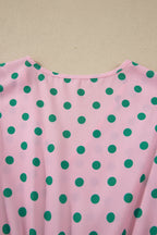 Polka Dot V-Neck Ruffle Tiered Babydoll Blouse