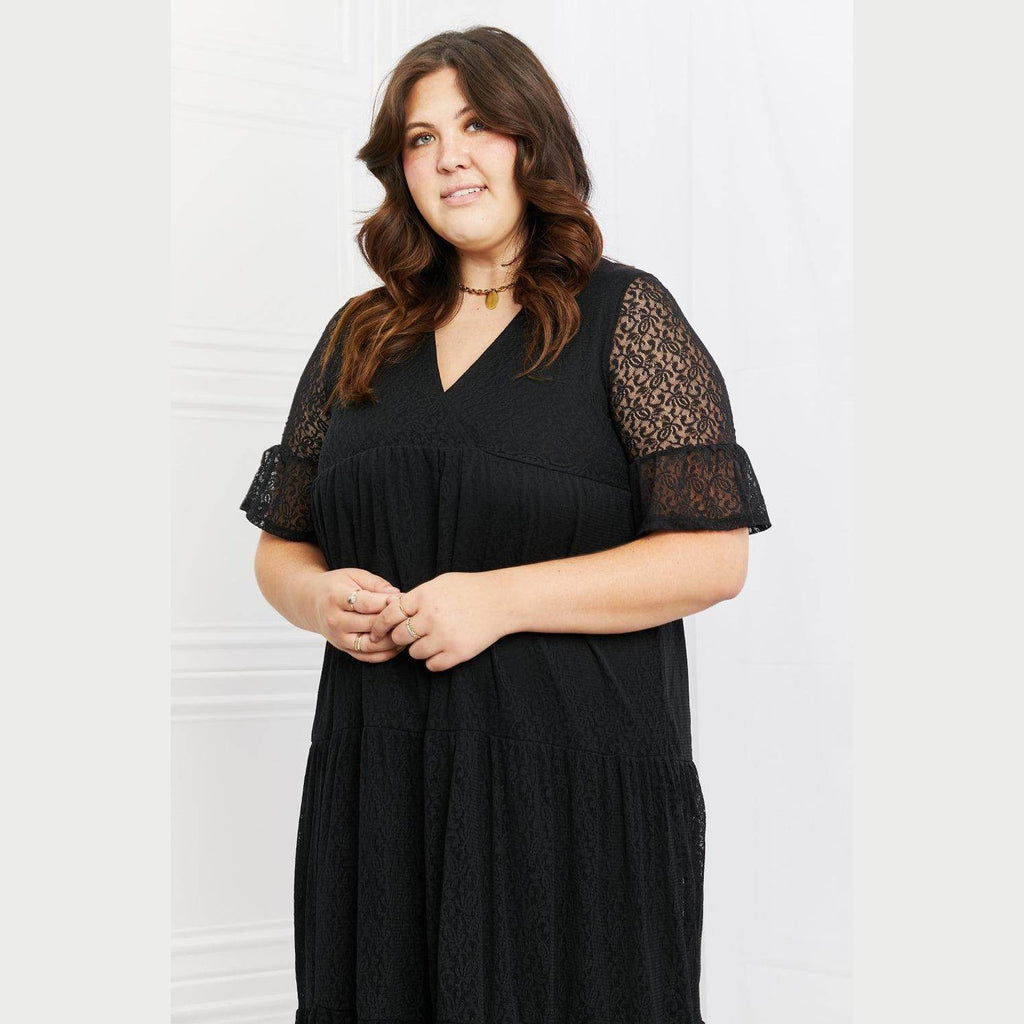 Lovely Lace Black Tiered Dress - VacationGrabs