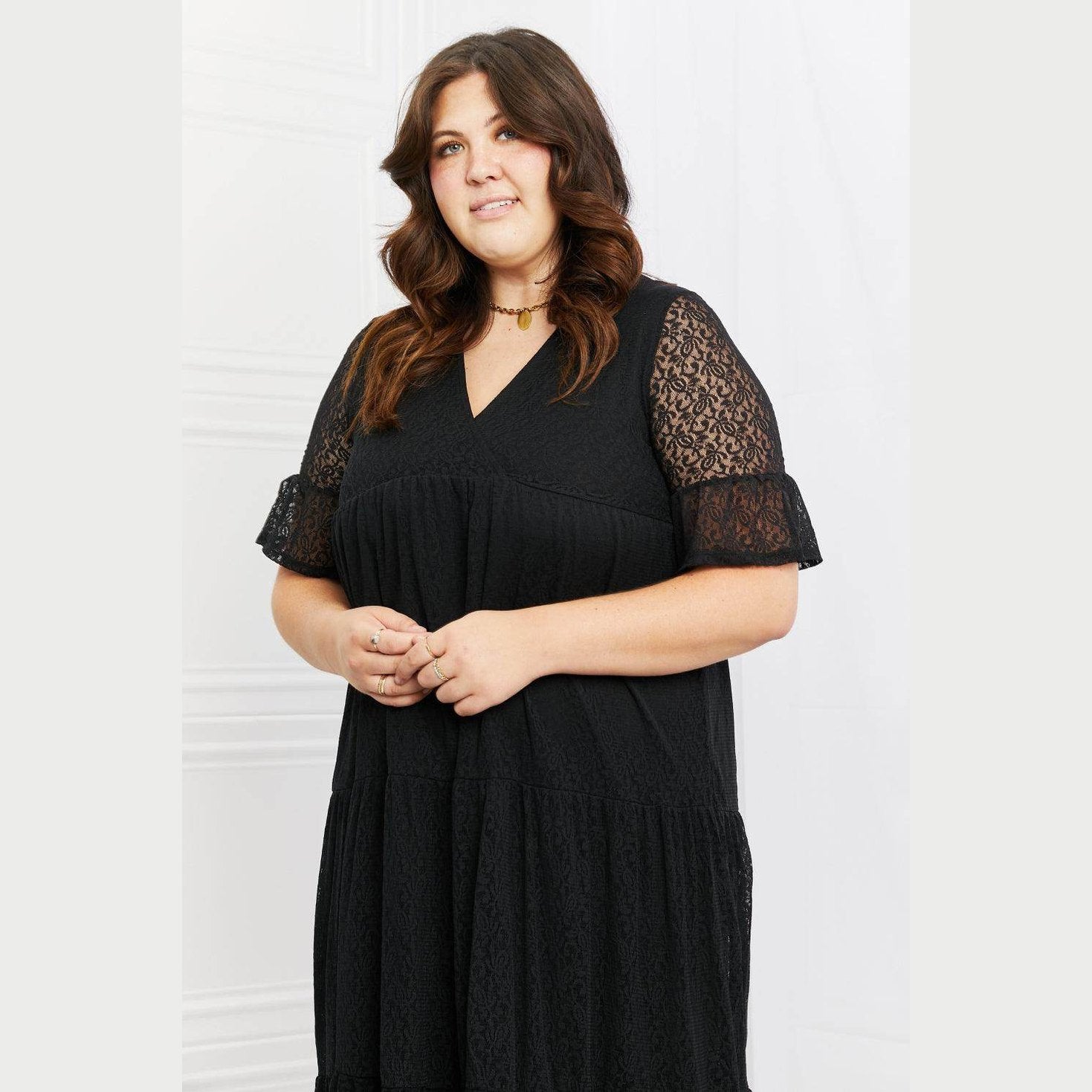 Lovely Lace Black Tiered Dress - VacationGrabs