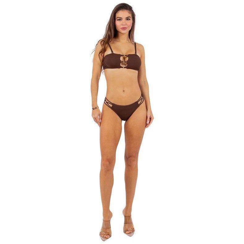 Two Piece Bikini With Lace Cut Out - VacationGrabs