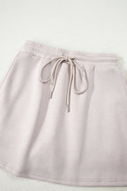 Solid Drop Shoulder Pullover and Mini Skirt Set