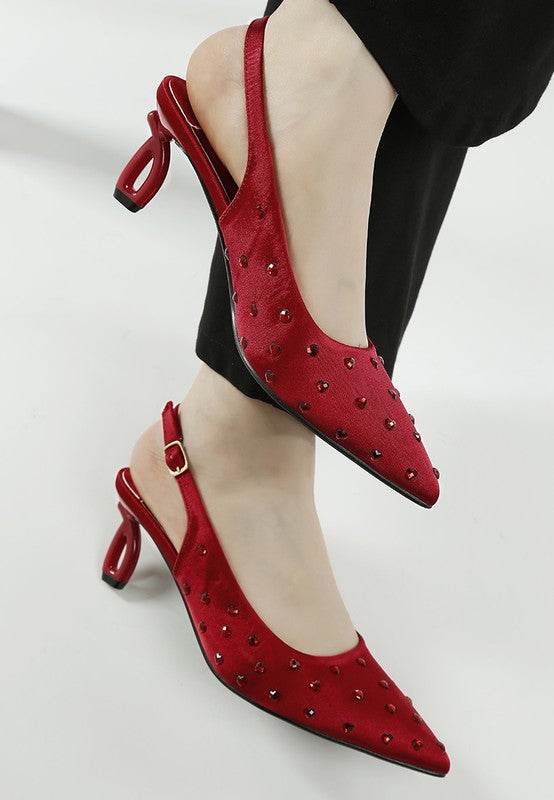 Dasavla Heart-Shaped Rhinestone Studded Slingbacks - VacationGrabs
