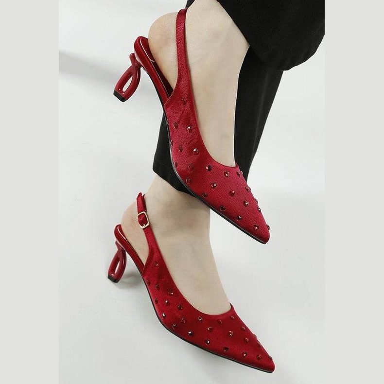 Dasavla Heart-Shaped Rhinestone Studded Slingbacks - VacationGrabs