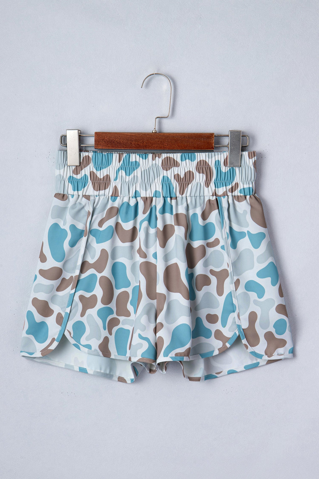 Camo Shirred High Waist Athleisure Shorts