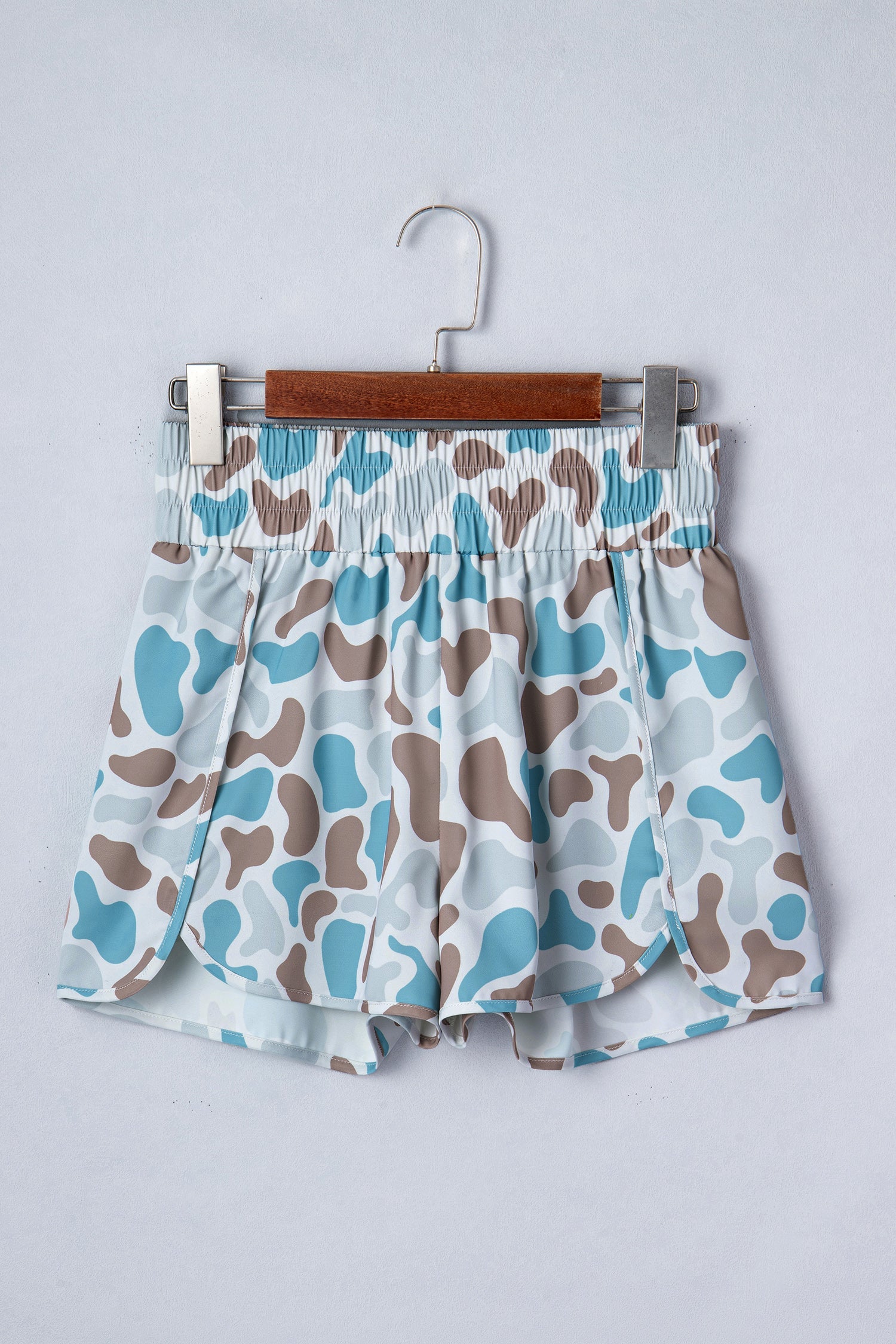 Camo Shirred High Waist Athleisure Shorts