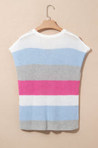 Stripe Colorblock V-Neck Sweater T-Shirt
