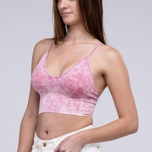 Women's Shirts - Tank Tops Washed Ribbed Bra Padded Tank Top
