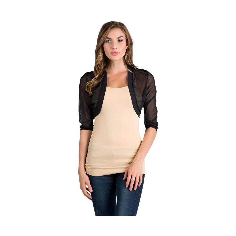 3/4 sleeve Sheer Chiffon open front Bolero - VacationGrabs