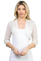 3/4 sleeve Sheer Chiffon open front Bolero - VacationGrabs