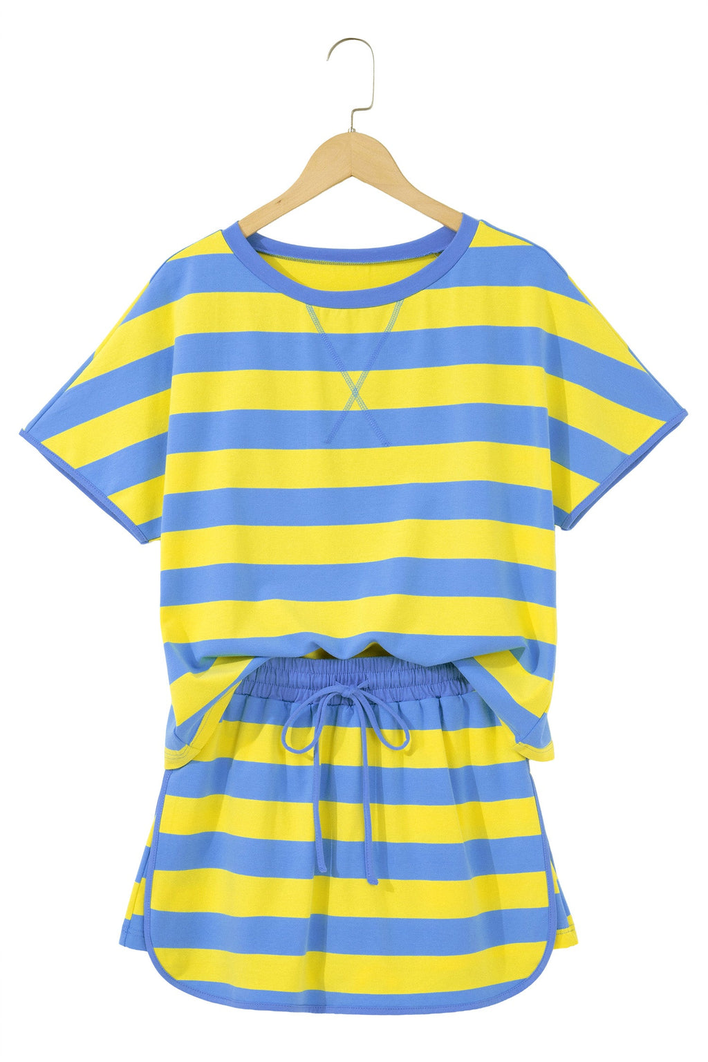 Stripe Dolman Tee & Drawstring Skort Athletic Set