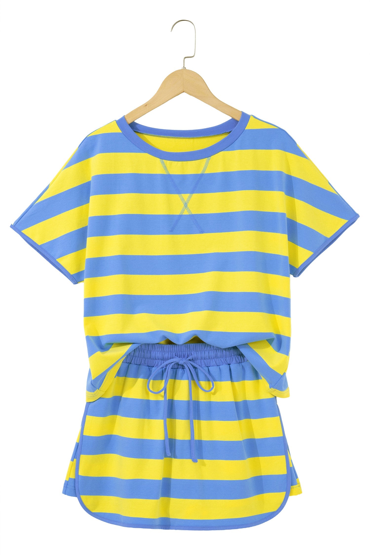 Stripe Dolman Tee & Drawstring Skort Athletic Set
