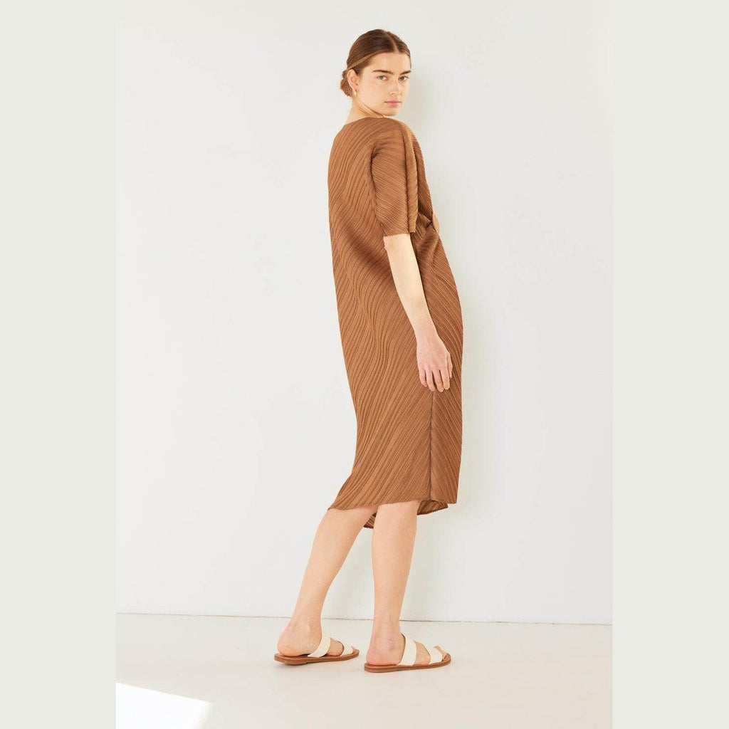 Pleated Dolman Sleeve Dress - VacationGrabs