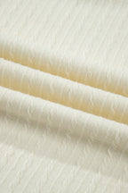 Cable Knit Textured V-Neck Short Sleeve T-Shirt