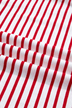 Stripe Contrast Trim Round Neck Puff Sleeve T-Shirt