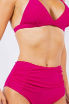 Two Piece High Waist With Rughe Front - VacationGrabs
