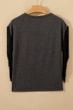 Western Yee Haw State of Mind Fringe Sleeve Tee