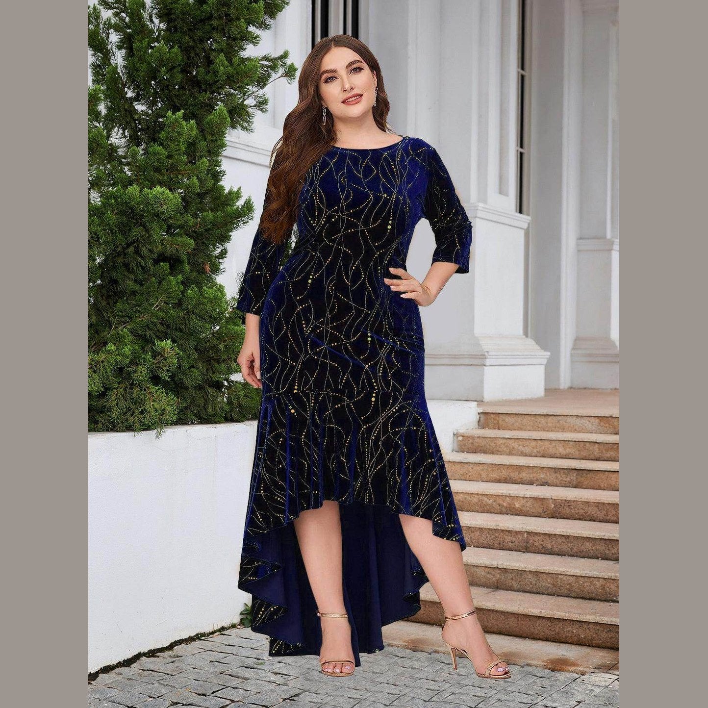 Plus Size Ruffle Hem High-Low Dress - VacationGrabs