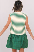 Stripe Woven Sleeveless Ruffle Mini Dress