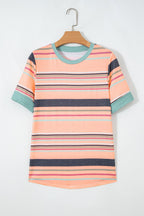 Stripe Short Sleeve Crew Neck T-Shirt