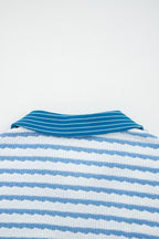 Stripe Collared Top and Drawstring Pants Set