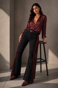 Texas Sun Bell Bottom Jean Black/Burgundy