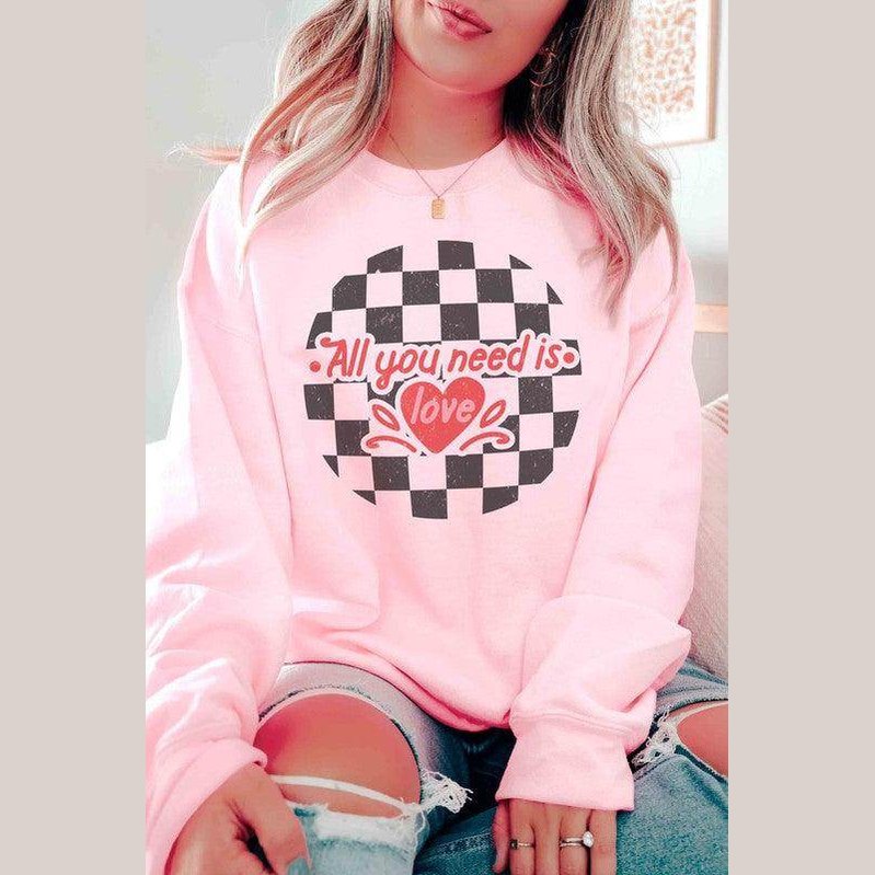 Valentine's Day All You Need Is Love Graphic Sweatshirt - VacationGrabs