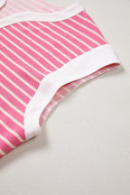 Stripe Colorblock Notched Neck Sleeveless Mini Dress