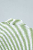 Stripe Collared V-Neck 3/4 Sleeve Blouse