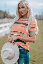 Stripe Short Sleeve Crew Neck T-Shirt