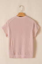 Solid Corded T-Shirt and Pants Set