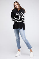 Women's SweatersRibbed Hem Stripe Sweater - VacationGrabs