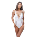 Stylish Solid Mesh One-Piece Available in Black or White - VacationGrabs