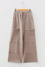Mineral Wash Reverse Seam Drawstring Elastic Waist Pants