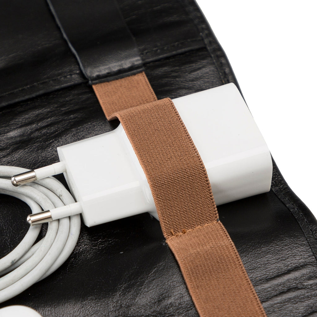Premium Leather Cable Organizer Travel Pouch