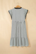 Plus Size Stripe Flutter Sleeve V-Neck Maxi Dress