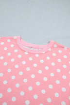 Polka Dot Oversized Top & Drawstring Shorts Set
