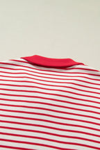 Stripe Quarter Zip Polo Collar T-Shirt Dress
