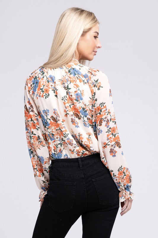 Women's ShirtsWomen's Floral Chiffon Blouse - VacationGrabs