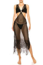Swimwear - Relaxing Crochet With Tinsel Bottom Mid Cutout - VacationGrabs