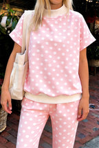 Polka Dot Mock Neck Top & Pants Set