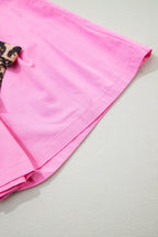 Leopard Contrast Belt Pleated Wide Leg Shorts
