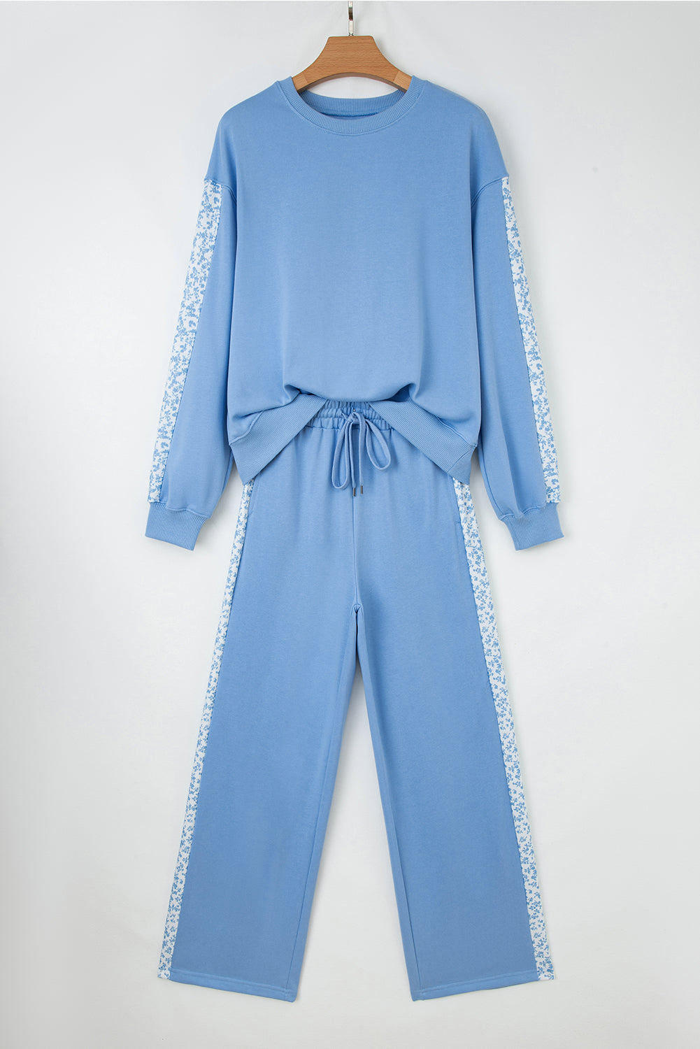 Floral Patchwork Pullover and Sweatpants Lounge Set
