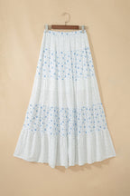 Floral Patchwork High Waist Tiered Maxi Skirt