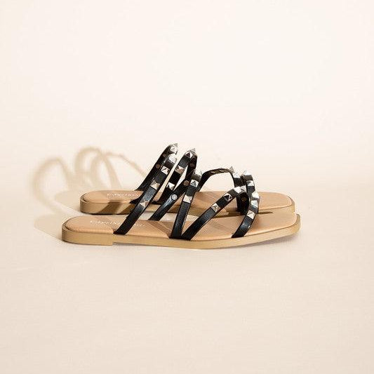 Women's Shoes - Sandals Strappy Stud Flat Slides
