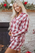 Plaid Shirt and Shorts Lounge Set